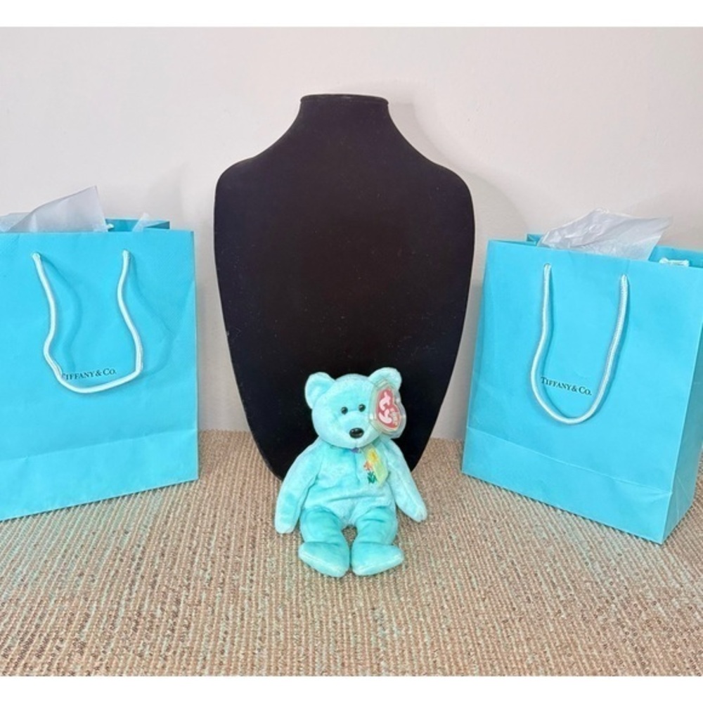🌸Vintage TY Beanie Babies - Ariel Bear - Tag Protector Attached 💚💙